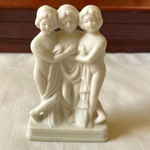 Vintage made in Japan white porcelain bisque three nude nymphs figurine